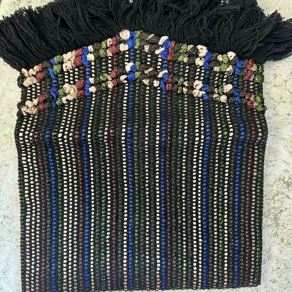 Metallic Fringed Multi-Color Woven Clutch - Picture 4 of 7